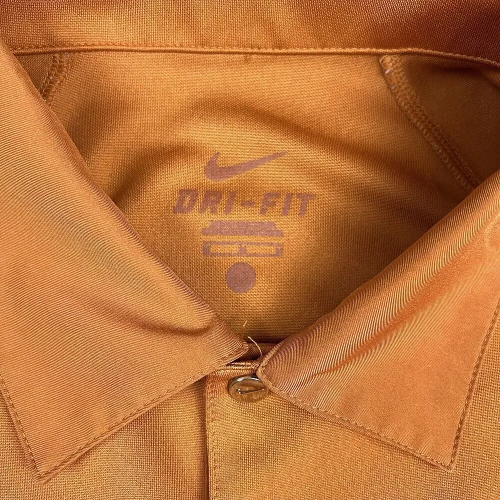 Nike Men's Texas Longhorns Polo Shirt Dri-Fit Orange Short Sleeve Golf Size M